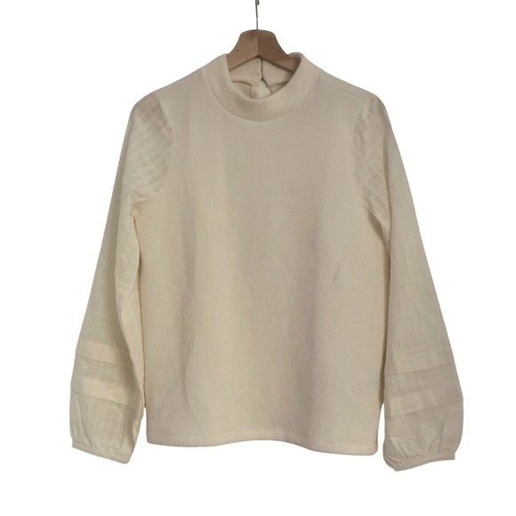 Madewell Weavemix Mockneck Bubble-Sleeve Top size small - Picture 4 of 11